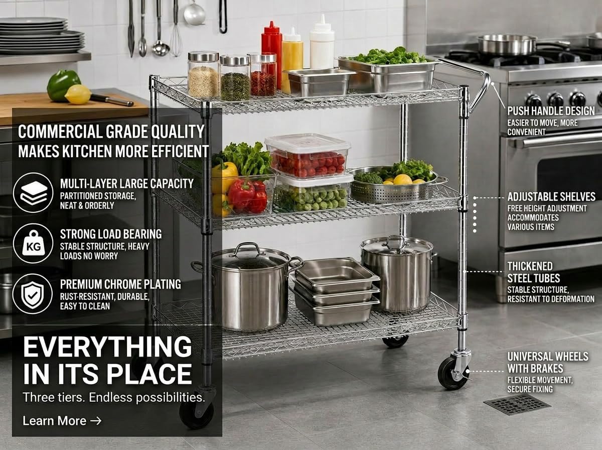Heavy Duty Rolling Utility Kit - Commercial Kitchen And Bar 评论和价格
